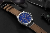 Zijkant Heren Horloge Curren Bruin Blauw